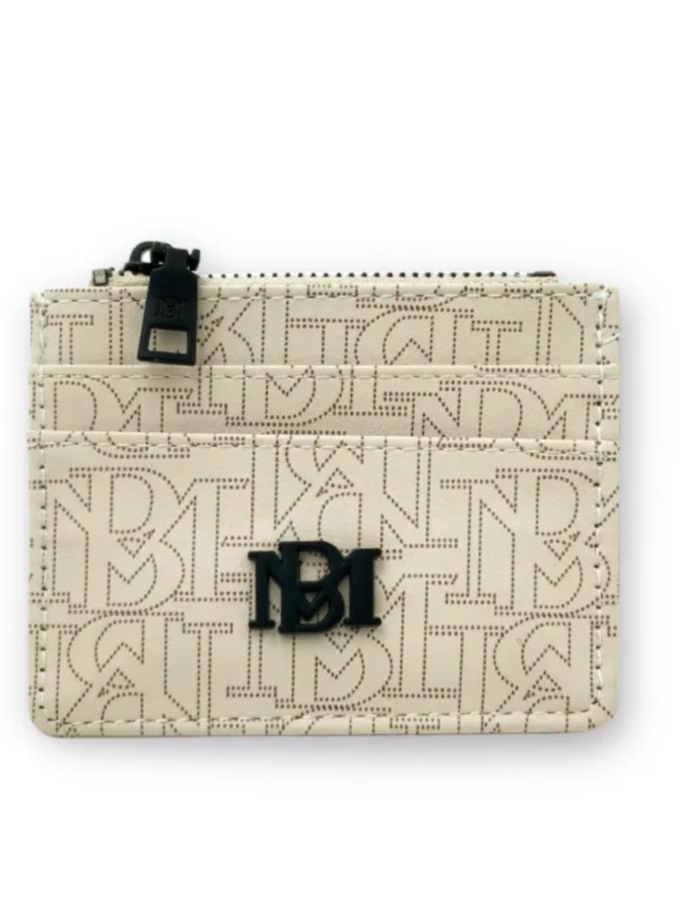 Badgley Mischka Beige Monogram Zip Wallet and Card Pouch Set NWT